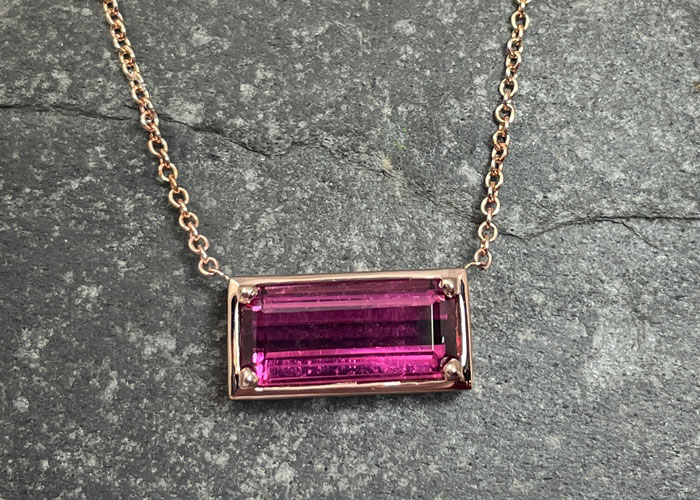 pink tourmaline box necklace