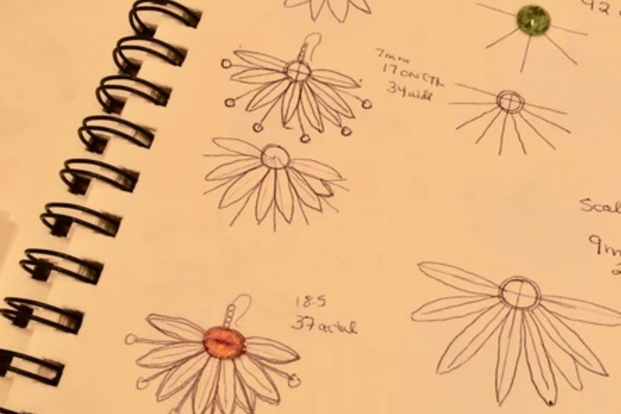 Sketches of a Flower Design Jewelry Collection