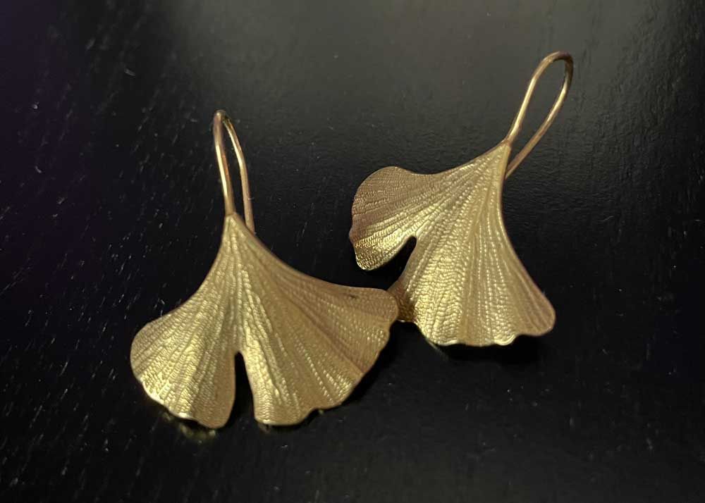 Gold Ginkgo Earrings
